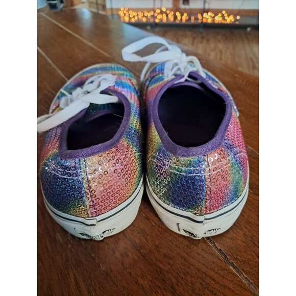 Vans Rainbow Sequins Classic Low Lace up Sneakers Mens 6.5 Women 8 - Picture 2 of 5